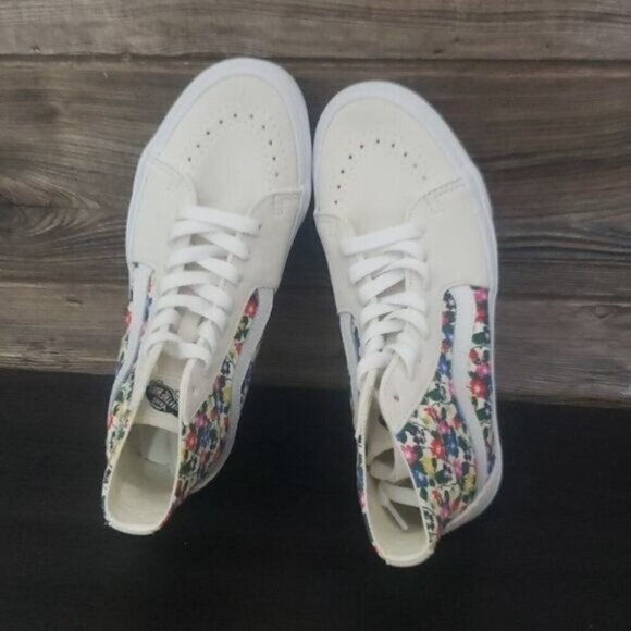 New Vans Sk8 Hi Tapered Womens White Sneakers Size 9.5 High Tops Bloomcore - Picture 7 of 9